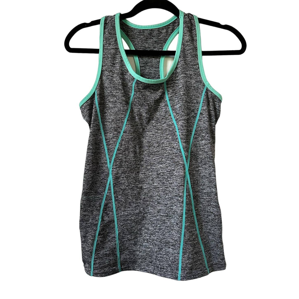 Gray and Teal Racerback Athletic Tank Top Size X-Large